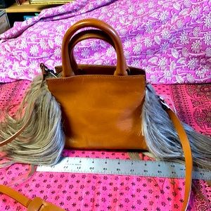 Hache made in Italy leather bag with gray hair